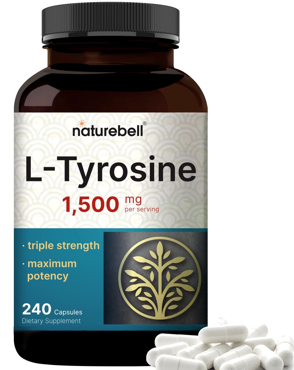 L-Tyrosin Supplement, 1.500 mg pro Portion, 240 Kapseln | Essentielle Aminosäure – Unterstützung für Gehirngesundheit, Gedächtnis, kognitive Gesundheit und geistige Wachsamkeit – Non-GMO
