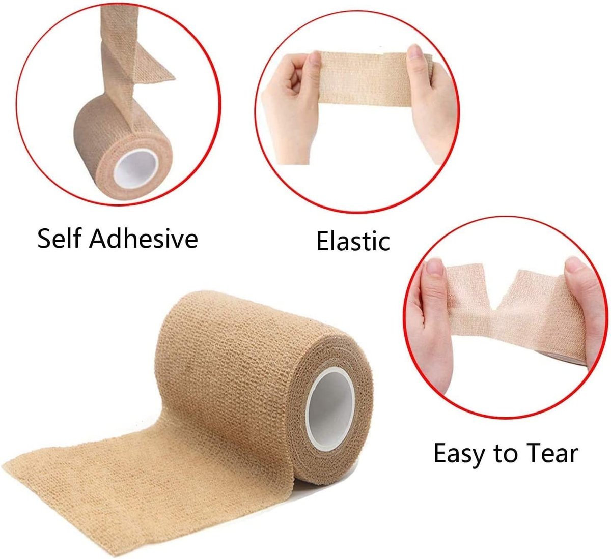 KISEER 30er-Pack 2 Zoll x 5 Yards Selbstklebende Bandage, Farben gemischt, Atmungsaktiv, Kohäsiv, Elastisch, Sportverband, Handgelenk, Knöchel
