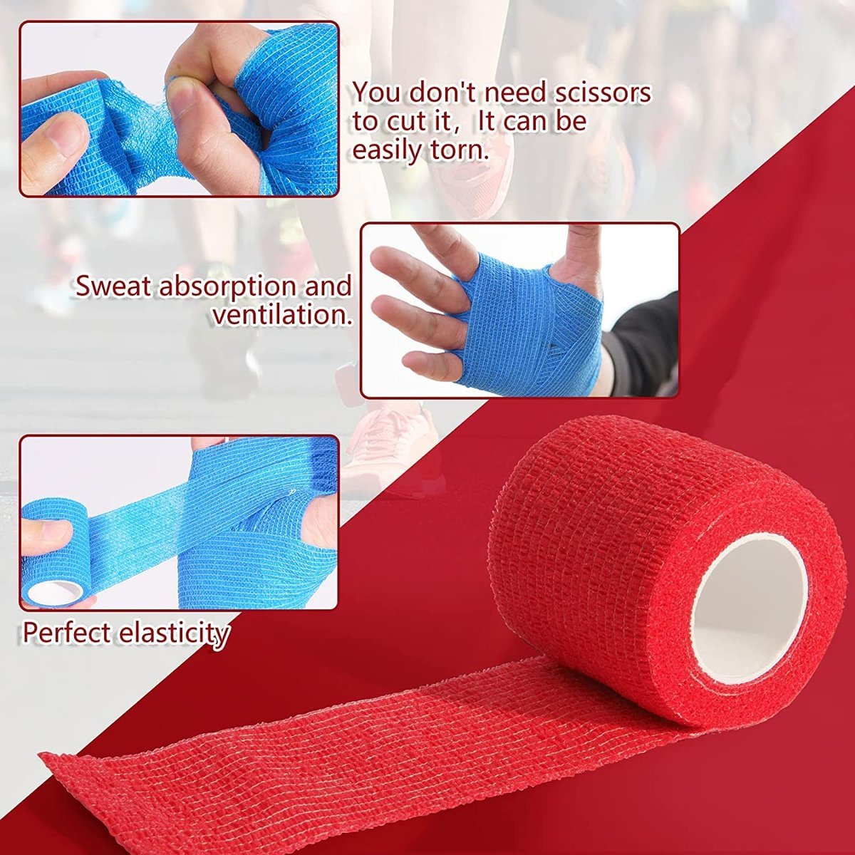 KISEER 30er-Pack 2 Zoll x 5 Yards Selbstklebende Bandage, Farben gemischt, Atmungsaktiv, Kohäsiv, Elastisch, Sportverband, Handgelenk, Knöchel