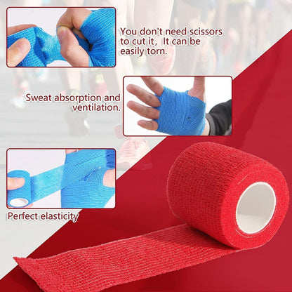 KISEER 30er-Pack 2 Zoll x 5 Yards Selbstklebende Bandage, Farben gemischt, Atmungsaktiv, Kohäsiv, Elastisch, Sportverband, Handgelenk, Knöchel