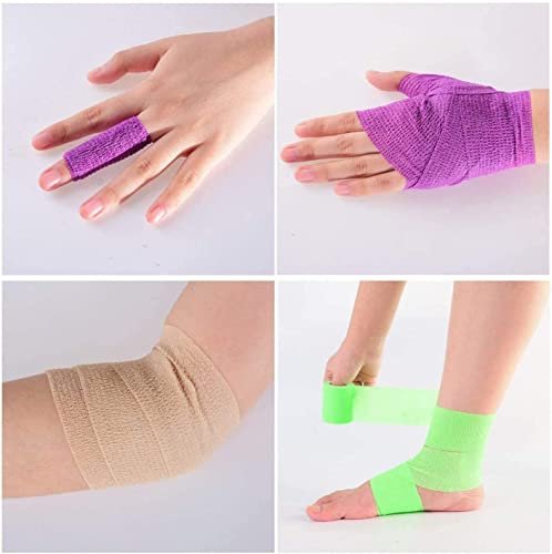 KISEER 30er-Pack 2 Zoll x 5 Yards Selbstklebende Bandage, Farben gemischt, Atmungsaktiv, Kohäsiv, Elastisch, Sportverband, Handgelenk, Knöchel