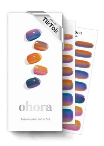 ohora Semi-Cured Gel-Nagelstreifen (N Gradient) – Blau, Ombre, UV/LED-kompatibel, Salonqualität, langanhaltend, einfach aufzutragen & zu entfernen – inkl. 2 Vorbereitungspads, Nagelfeile & Holzstab