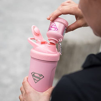 Smartshake Justice League Protein-Shaker-Behälter 50g – Supergirl Design, BPA-frei, 110ml Trichter, DC Comics Shaker-Flasche