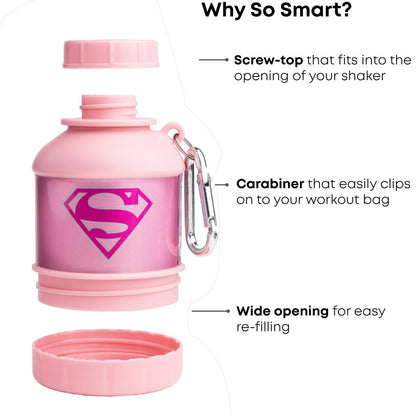 Smartshake Justice League Protein-Shaker-Behälter 50g – Supergirl Design, BPA-frei, 110ml Trichter, DC Comics Shaker-Flasche
