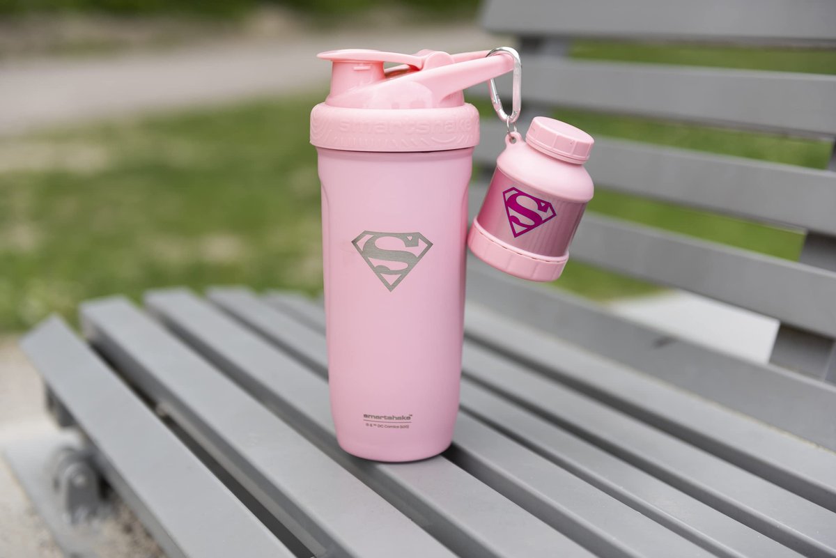 Smartshake Justice League Protein-Shaker-Behälter 50g – Supergirl Design, BPA-frei, 110ml Trichter, DC Comics Shaker-Flasche