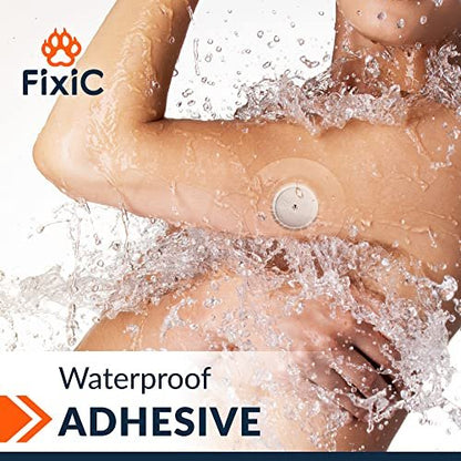 Fixic Freestyle Klebepflaster 25 Stück – Kompatibel mit Libre 1, 2, 3 & Plus – Enlite – Guardian – Kein Kleber in der Mitte – Vorgeschnittene Rückseite – Langanhaltende Fixierung für Ihren Sensor! (Transparent)