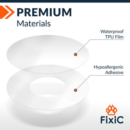 Fixic Freestyle Klebepflaster 25 Stück – Kompatibel mit Libre 1, 2, 3 & Plus – Enlite – Guardian – Kein Kleber in der Mitte – Vorgeschnittene Rückseite – Langanhaltende Fixierung für Ihren Sensor! (Transparent)