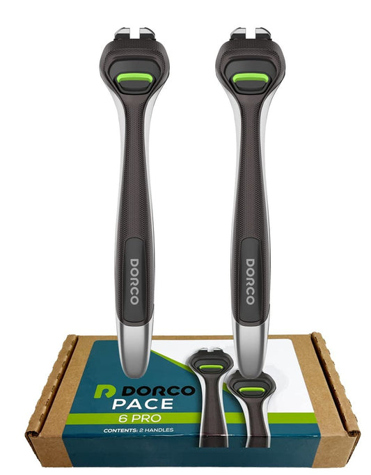 Dorco Pace 6 Pro - Sechsklingen-Rasierer mit Trimmer - 2 Ersatzgriffe (nur Griffe)