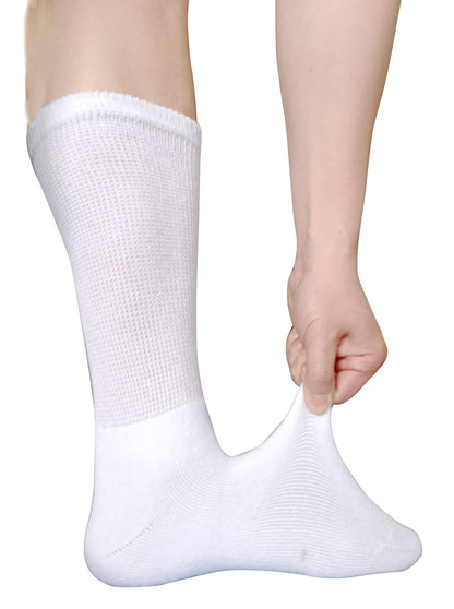 SYOLLAVE Herren Diabetikersocken Extra Weite, Nahtlose Socken mit Polsterung, Feuchtigkeitsableitend, für Diabetes und Ödeme, 3 Paar (A-Weiß)