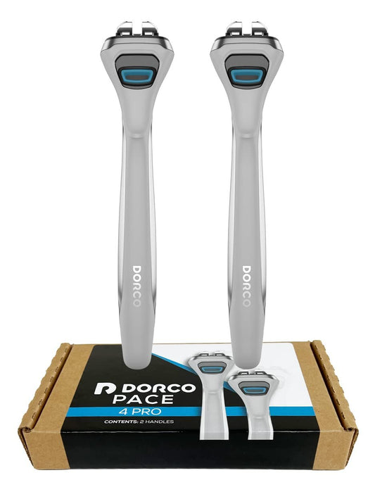 Dorco Pace 4 Pro – 4-Klingen-Rasiersystem mit 2 Ersatzgriffen (Griffe nur)