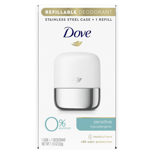 Dove Nachfüllbares Deodorant Starter-Kit 0% Aluminium Empfindlich Aluminiumfreies Deodorant 1,13 oz