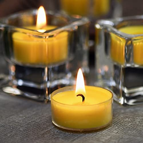 DEYBBY Aromatherapie Sojawachs Teelicht, Zitronenduft, Klare Becher, Sommerkerzen Geschenk für Zuhause | 4 Stunden Brenndauer | Rauchfrei & langanhaltend | Ideal für Bar, Abendessen (12er Pack)