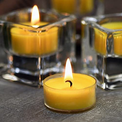 DEYBBY Aromatherapie Sojawachs Teelicht, Zitronenduft, Klare Becher, Sommerkerzen Geschenk für Zuhause | 4 Stunden Brenndauer | Rauchfrei & langanhaltend | Ideal für Bar, Abendessen (12er Pack)
