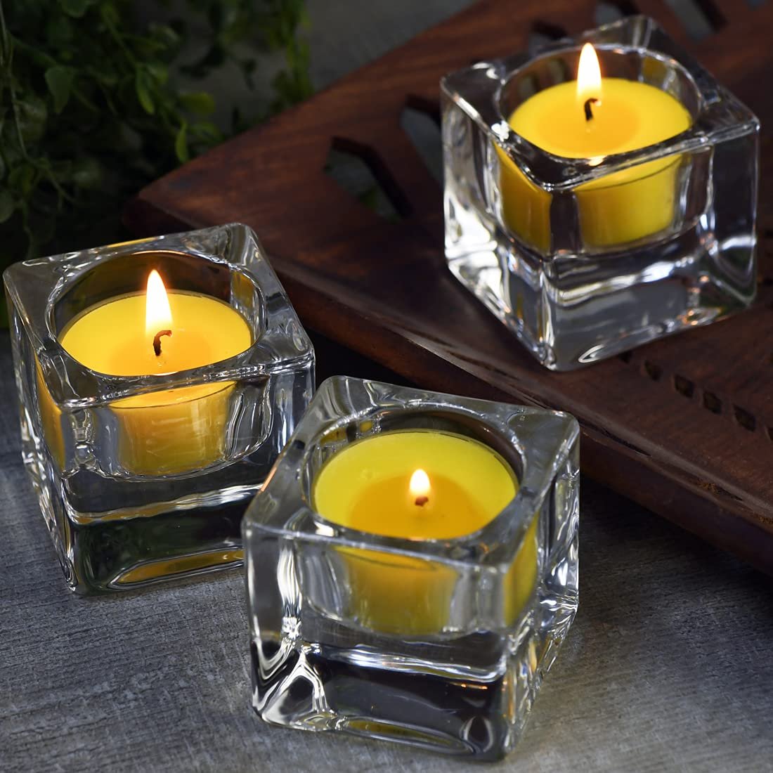 DEYBBY Aromatherapie Sojawachs Teelicht, Zitronenduft, Klare Becher, Sommerkerzen Geschenk für Zuhause | 4 Stunden Brenndauer | Rauchfrei & langanhaltend | Ideal für Bar, Abendessen (12er Pack)