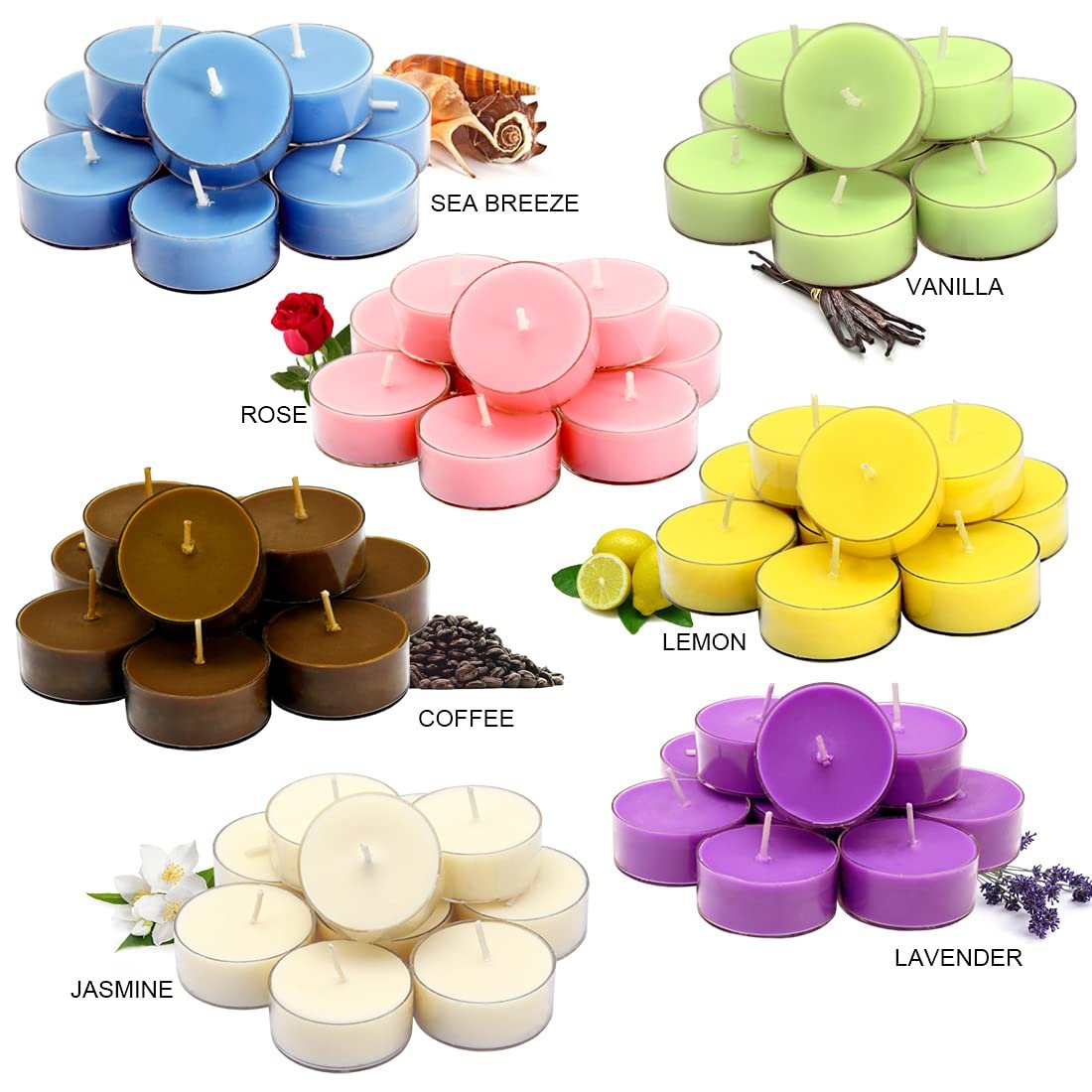 DEYBBY Aromatherapie Sojawachs Teelicht, Zitronenduft, Klare Becher, Sommerkerzen Geschenk für Zuhause | 4 Stunden Brenndauer | Rauchfrei & langanhaltend | Ideal für Bar, Abendessen (12er Pack)