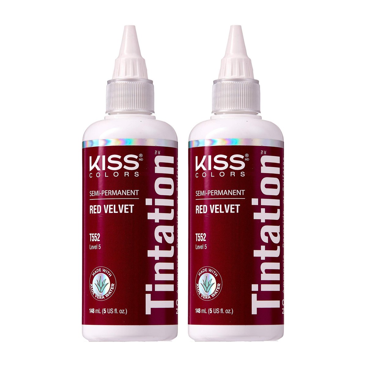 Red by Kiss Tintation Semi-Permanente Haarfarbe – Rotsamt, 2er-Pack (2 x 148 ml) – Aloe Vera, Arganöl, Olivenöl, Kollagen & Keratin