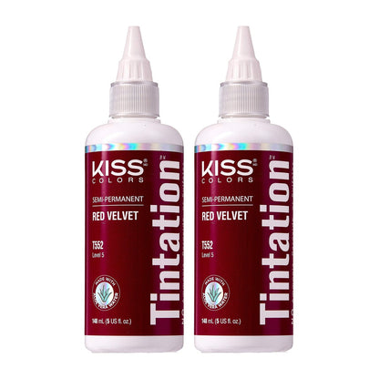Red by Kiss Tintation Semi-Permanente Haarfarbe – Rotsamt, 2er-Pack (2 x 148 ml) – Aloe Vera, Arganöl, Olivenöl, Kollagen & Keratin