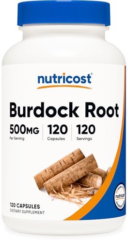 Nutricost Klettenwurzel 500mg, 120 Kapseln – Glutenfrei, Nicht-GVO, Vegetariergeeignet