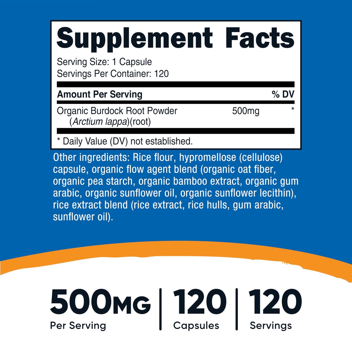 Nutricost Klettenwurzel 500mg, 120 Kapseln – Glutenfrei, Nicht-GVO, Vegetariergeeignet