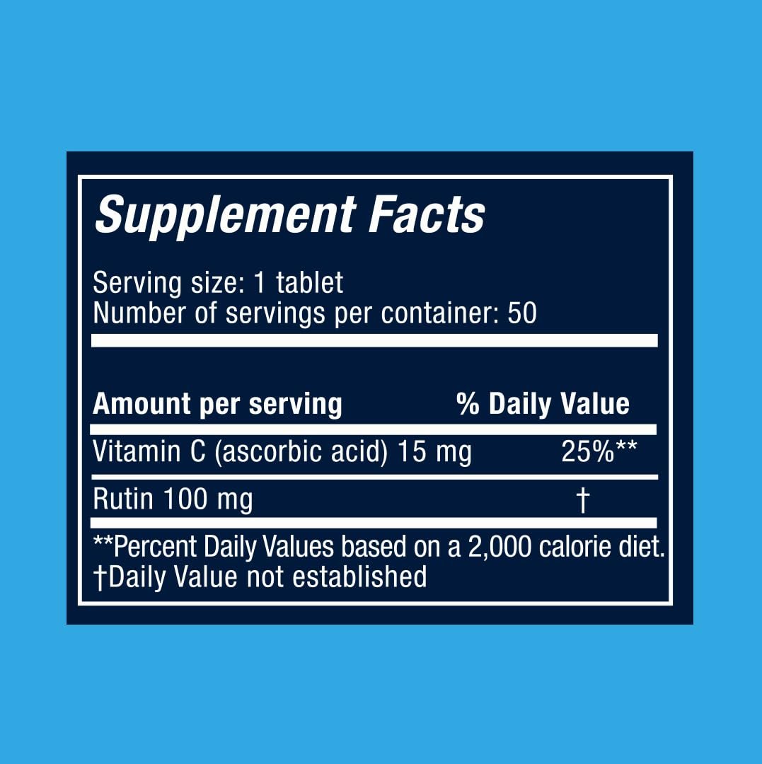 RUTASCORBIN Rutin und Vitamin C Tabletten für Kreislauf und Immununterstützung | Moderate Tagesdosis für Gefäße & Gefäßgesundheit, Antioxidans und Kollagenunterstützung, saubere Formel, 50 Stück pro Packung | 1er-Pack