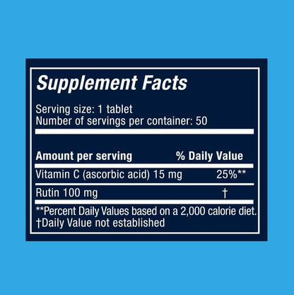RUTASCORBIN Rutin und Vitamin C Tabletten für Kreislauf und Immununterstützung | Moderate Tagesdosis für Gefäße & Gefäßgesundheit, Antioxidans und Kollagenunterstützung, saubere Formel, 50 Stück pro Packung | 1er-Pack