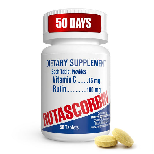 RUTASCORBIN Rutin und Vitamin C Tabletten für Kreislauf und Immununterstützung | Moderate Tagesdosis für Gefäße & Gefäßgesundheit, Antioxidans und Kollagenunterstützung, saubere Formel, 50 Stück pro Packung | 1er-Pack