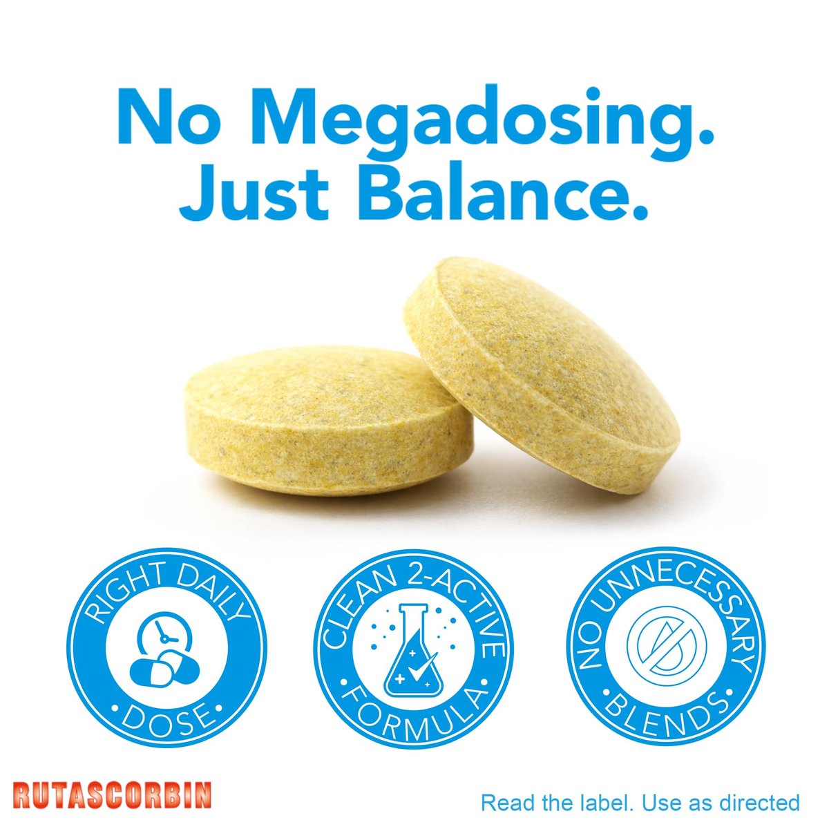 RUTASCORBIN Rutin und Vitamin C Tabletten für Kreislauf und Immununterstützung | Moderate Tagesdosis für Gefäße & Gefäßgesundheit, Antioxidans und Kollagenunterstützung, saubere Formel, 50 Stück pro Packung | 1er-Pack