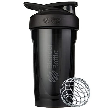 BlenderBottle Sport Shakerflasche mit Drahtschneebesen, 24 Unzen, Schwarz – Protein-Shakes & Hydration für Sportler & Fitness-Enthusiasten, einfaches Mischen, langlebig & leicht, verschließbarer Deckel