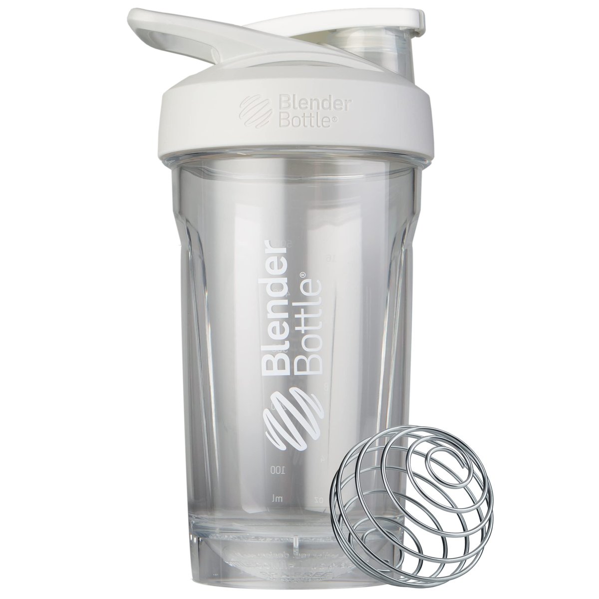BlenderBottle Sport Shakerflasche mit Drahtschneebesen, 24 Unzen, Weiß – Protein Shakes & Hydration für Sportler & Fitnessbegeisterte, einfaches Mischen, langlebig & leicht, verschließbarer Deckel