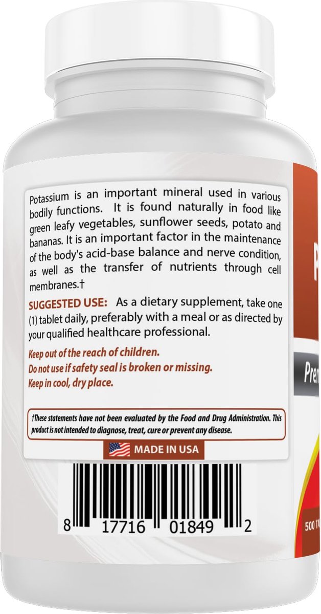 Best Naturals Kaliumcitrat 99 mg – 500 Tabletten – Laborgeprüft