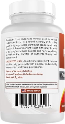 Best Naturals Kaliumcitrat 99 mg – 500 Tabletten – Laborgeprüft