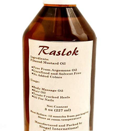 Raslok Senföl – 100% reines, kaltgepresstes Senföl für Haare, Haut und Massage – 8 Fl Oz