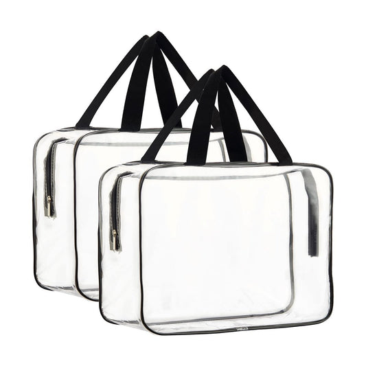 HAOGUAGUA 2-teilige große durchsichtige Kosmetik-Organizer-Tasche, Plastik-Tragetasche, wasserdichte transparente Handtasche
