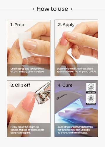 Ohora Semi Cured Gel Nagelstreifen N Basic Nails No.1 – Rot Ombre, UV/LED-kompatibel, salonqualitativ, langanhaltend, einfach aufzutragen & zu entfernen