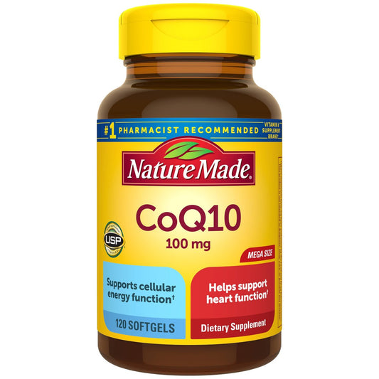 Nature Made CoQ10 100mg Weichkapseln – Nahrungsergänzungsmittel für die Herzgesundheit, 120 Kapseln, 120-Tage-Vorrat