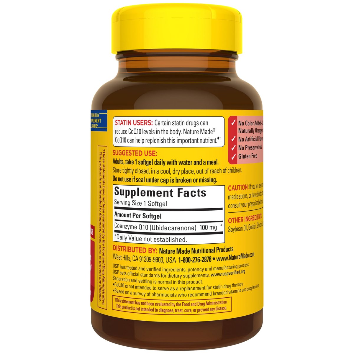 Nature Made CoQ10 100mg Weichkapseln – Nahrungsergänzungsmittel für die Herzgesundheit, 120 Kapseln, 120-Tage-Vorrat