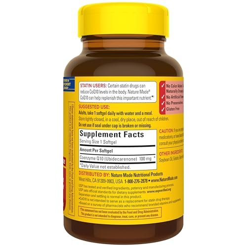 Nature Made CoQ10 100mg Weichkapseln – Nahrungsergänzungsmittel für die Herzgesundheit, 120 Kapseln, 120-Tage-Vorrat
