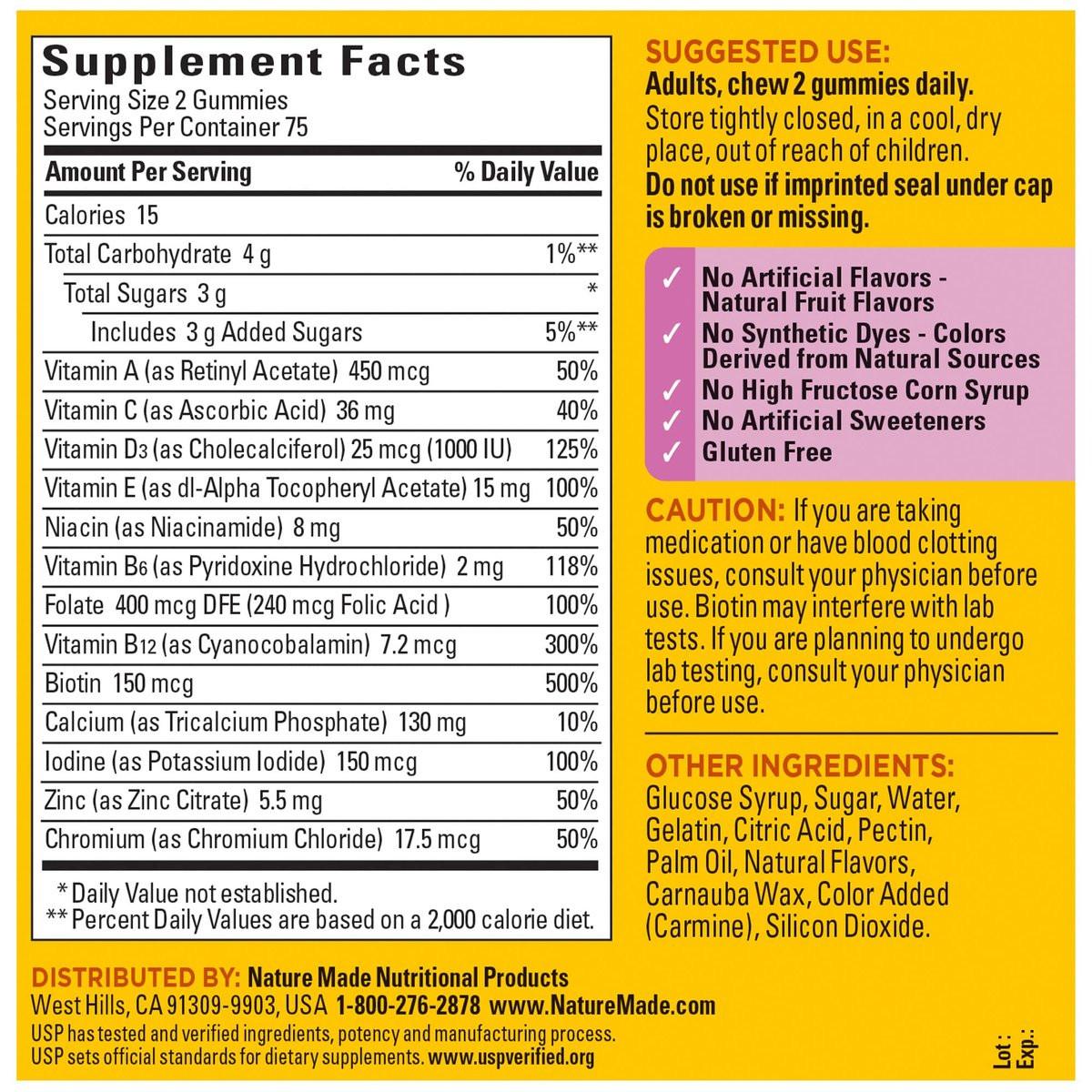 Nature Made Multivitamin für Frauen – Gummibärchen mit Vitaminen für die tägliche Nährstoffversorgung, 150 Stück, 75-Tage-Vorrat