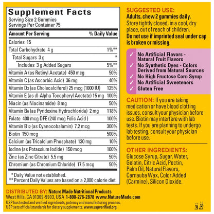 Nature Made Frauen Multivitamin Gummis mit Omega-3 – Tägliche Nährstoffversorgung, 150 Gummis, 75-Tage-Vorrat