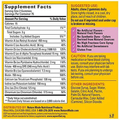 Nature Made Multivitamin für Frauen – Gummibärchen mit Vitaminen für die tägliche Nährstoffversorgung, 150 Stück, 75-Tage-Vorrat