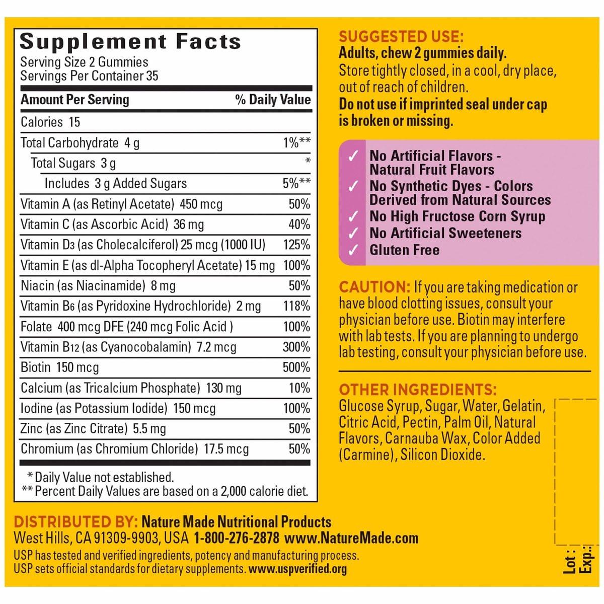 Nature Made Multivitamin für Frauen – Gummibärchen mit Vitaminen für tägliche Unterstützung, 70 Stück, 35-Tage-Vorrat