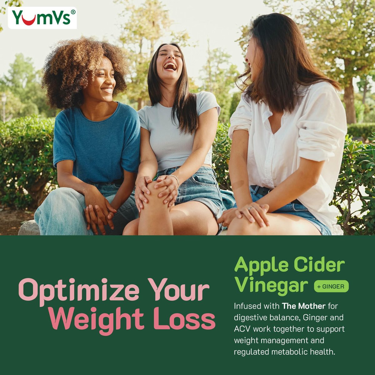 YUM-V'S Apfelessig Gummibärchen – ACV Gummies mit Ingwer & Mother – Unterstützt Stoffwechsel, Vitalität & tägliches Wohlbefinden – Natürlicher Apfelgeschmack, vegan, non-GMO, glutenfrei – 60 Stück