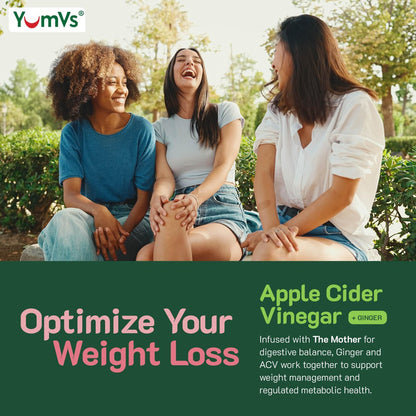 YUM-V'S Apfelessig Gummibärchen – ACV Gummies mit Ingwer & Mother – Unterstützt Stoffwechsel, Vitalität & tägliches Wohlbefinden – Natürlicher Apfelgeschmack, vegan, non-GMO, glutenfrei – 60 Stück