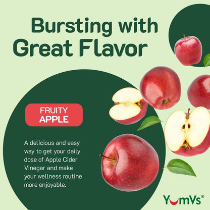 YUM-V'S Apfelessig Gummibärchen – ACV Gummies mit Ingwer & Mother – Unterstützt Stoffwechsel, Vitalität & tägliches Wohlbefinden – Natürlicher Apfelgeschmack, vegan, non-GMO, glutenfrei – 60 Stück