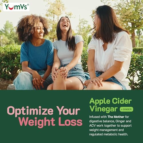 YUM-V'S Apfelessig Gummibärchen – ACV Gummies mit Ingwer & Mother – Unterstützt Stoffwechsel, Vitalität & tägliches Wohlbefinden – Natürlicher Apfelgeschmack, vegan, non-GMO, glutenfrei – 60 Stück