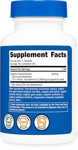 Nutricost Grapefruitkernextrakt 60 Kapseln – 60 Portionen pro Flasche, glutenfrei & GMO-frei