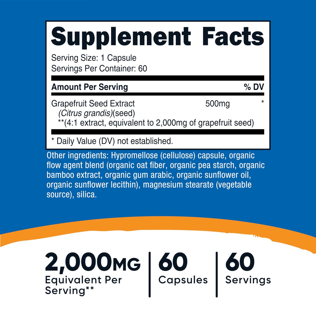 Nutricost Grapefruitkernextrakt 60 Kapseln – 60 Portionen pro Flasche, glutenfrei & GMO-frei