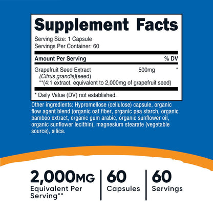 Nutricost Grapefruitkernextrakt 60 Kapseln – 60 Portionen pro Flasche, glutenfrei & GMO-frei