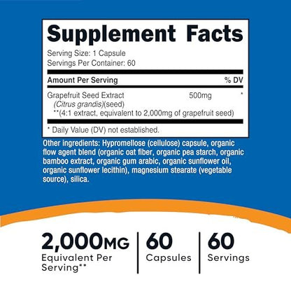 Nutricost Grapefruitkernextrakt 60 Kapseln – 60 Portionen pro Flasche, glutenfrei & GMO-frei