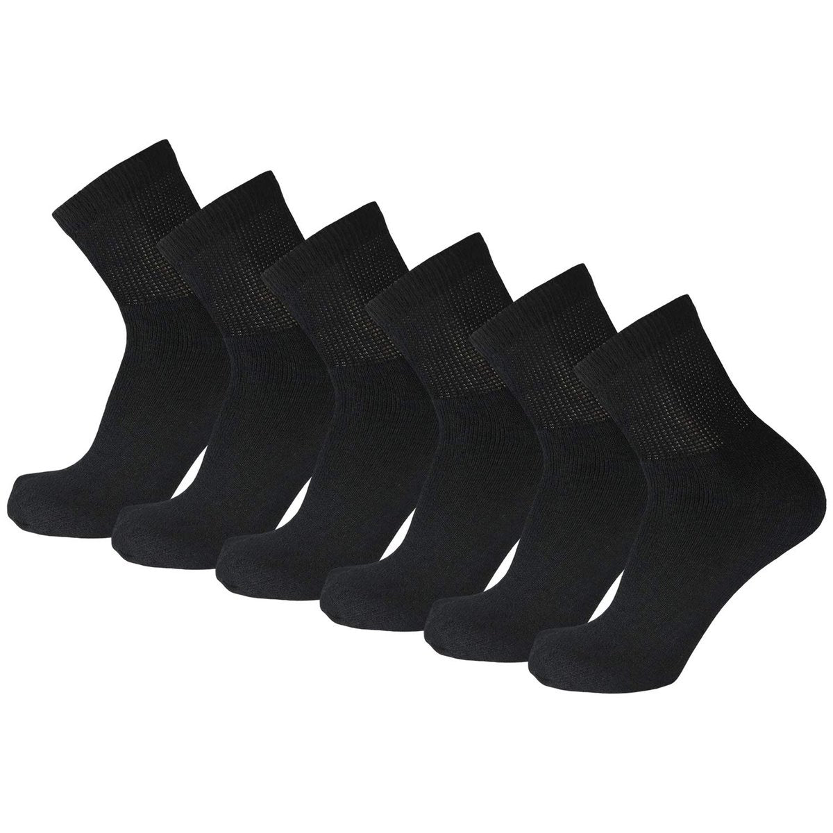 Big and Tall Diabetische Neuropathie Knöchelsocken, Herren King Size Athletic Quarter Socken (Größe: 13-16) (Schwarz, 6 Paar)